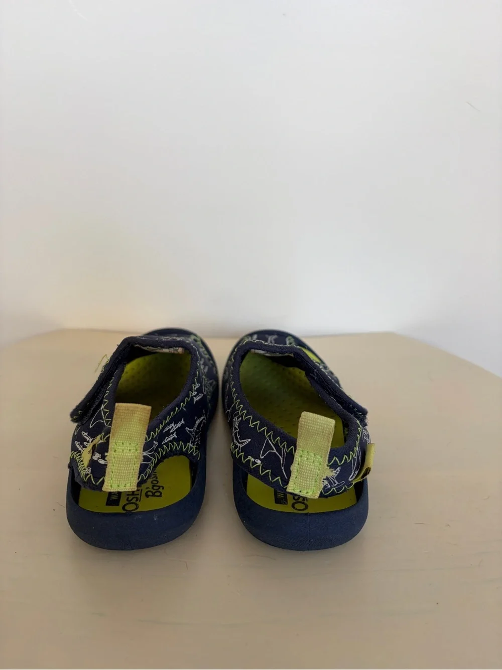OshKosh B'gosh Navy & Lime Shark Print Kids Water Shoes